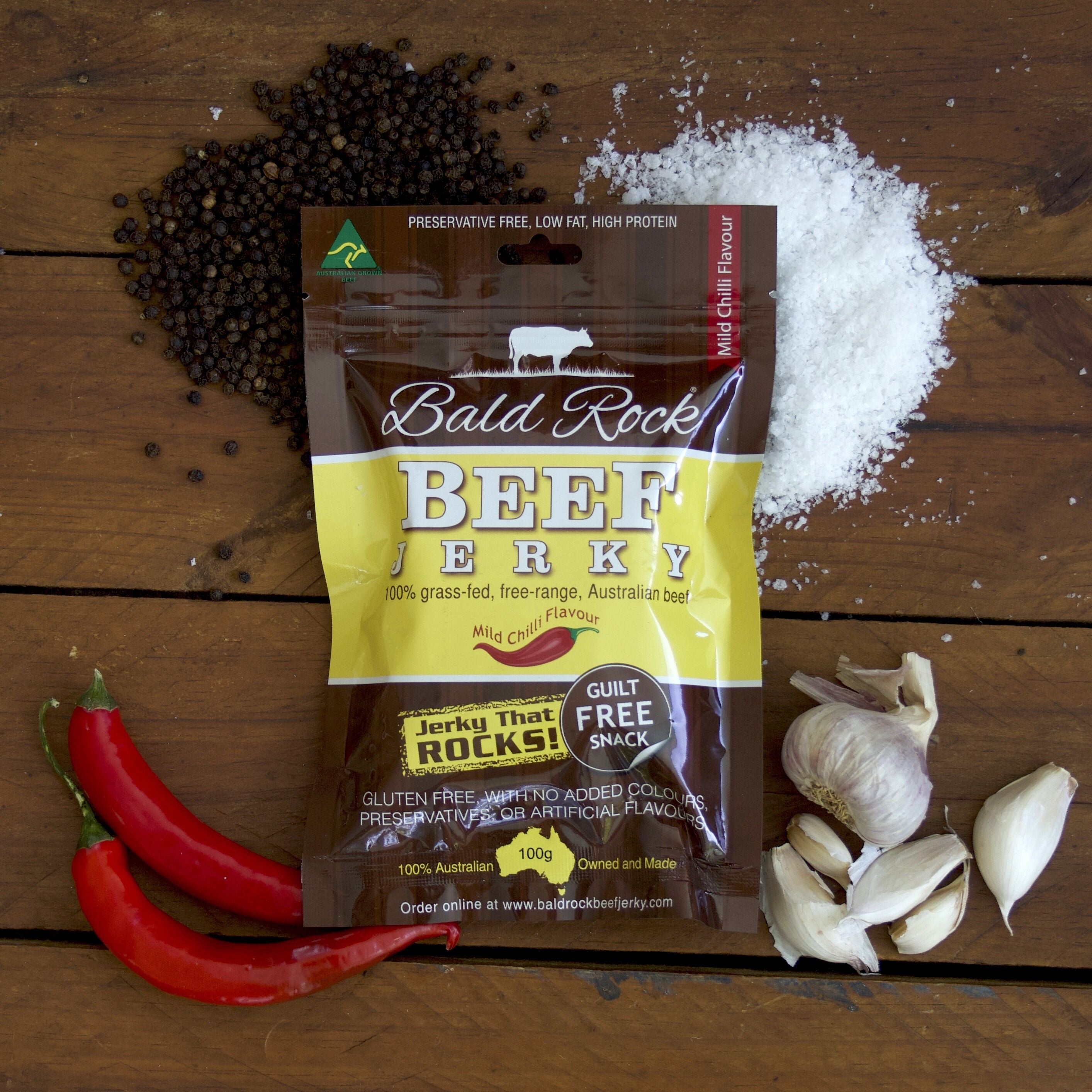 Bald Rock Beef Jerky - Mild Chilli Flavour - 80g